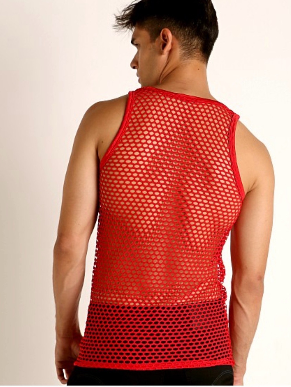 Knobs SF Red Men's Mesh Tank Top - Sleeveless Fishnet Style  medium